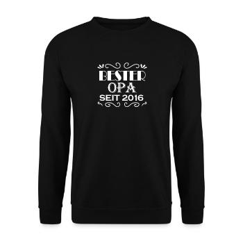 Bester Opa seit 2016 - Opa Geschenkidee - Unisex Pullover - Schwarz - Vorne - Alina (178cm) & Michal (187cm)