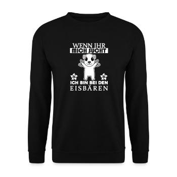 Eisbär Polarbär Bär - Unisex Pullover - Schwarz - Vorne - Alina (178cm) & Michal (187cm)