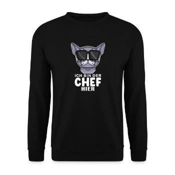 coole Katze - Britisch Kurzhaar Spruch - Unisex Pullover - Schwarz - Vorne - Alina (178cm) & Michal (187cm)