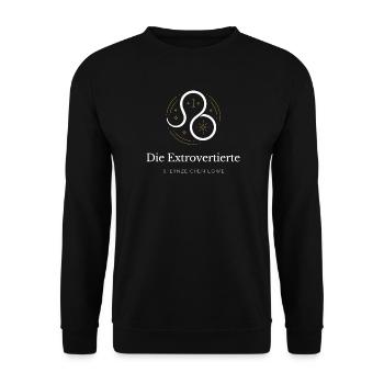 Leo Extrovert Logo Sternzeichen - Unisex Pullover - Schwarz - Vorne - Alina (178cm) & Michal (187cm)