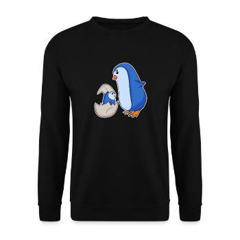 Penguin Family - Penguin with Baby - Penguin Motif - Unisex Sweatshirt - black - Front - Alina (178cm) & Michal (187cm)