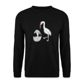 Kraniche Familie - Kraniche mit Baby - Unisex Pullover - Schwarz - Vorne - Alina (178cm) & Michal (187cm)