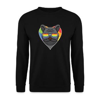 Rainbow - Dog French Bulldog - Unisex Sweatshirt - black - Front - Alina (178cm) & Michal (187cm)