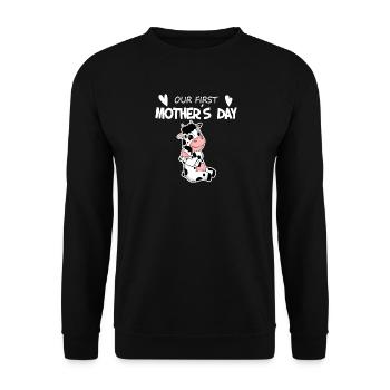 Muttertag - erster Muttertag Geschenk - Unisex Pullover - Schwarz - Vorne - Alina (178cm) & Michal (187cm)