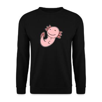 Axolotl Motiv Kinder Niedlich - Unisex Pullover - Schwarz - Vorne - Alina (178cm) & Michal (187cm)