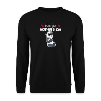Muttertag - erster Muttertag Geschenk - Unisex Pullover - Schwarz - Vorne - Alina (178cm) & Michal (187cm)