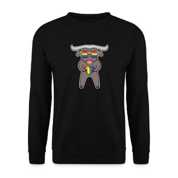 Rainbow - Ox with glasses and heart - Unisex Sweatshirt - black - Front - Alina (178cm) & Michal (187cm)