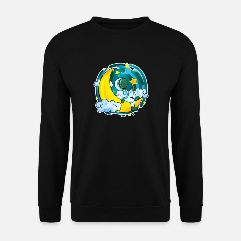 Astronaute Motif Space Moon Crescent - Sweat-shirt Unisexe - noir