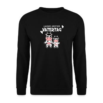 Vatertag - erster Vatertag Geschenk - Unisex Pullover - Schwarz - Vorne - Alina (178cm) & Michal (187cm)