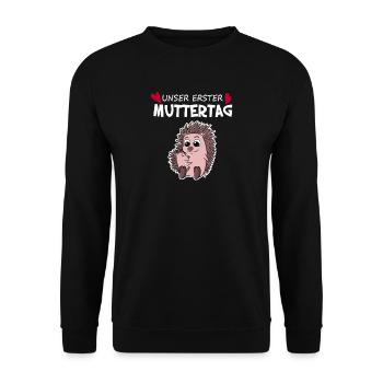 Muttertag - erster Muttertag Geschenk - Unisex Pullover - Schwarz - Vorne - Alina (178cm) & Michal (187cm)