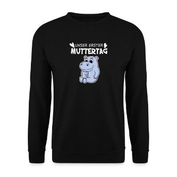 Muttertag - erster Muttertag Geschenk - Unisex Pullover - Schwarz - Vorne - Alina (178cm) & Michal (187cm)