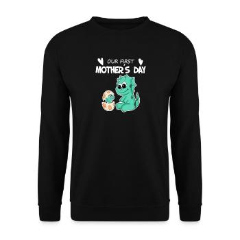 Muttertag - erster Muttertag Geschenk - Unisex Pullover - Schwarz - Vorne - Alina (178cm) & Michal (187cm)