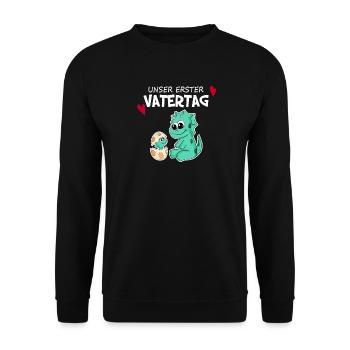 Vatertag - erster Vatertag Geschenk - Unisex Pullover - Schwarz - Vorne - Alina (178cm) & Michal (187cm)