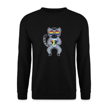 Arc-en-ciel - Lémurien avec lunettes et cœur - Sweat-shirt Unisexe - noir - Devant - Alina (178cm) & Michal (187cm)