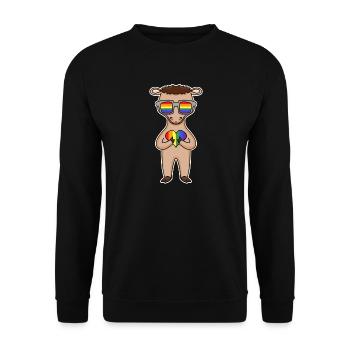 Arc-en-ciel - chameau avec lunettes et cœur - Sweat-shirt Unisexe - noir - Devant - Alina (178cm) & Michal (187cm)