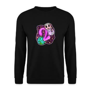 2nd Birthday - 2 Years Astronaut Girl Gift - Unisex Sweatshirt - black - Front - Alina (178cm) & Michal (187cm)