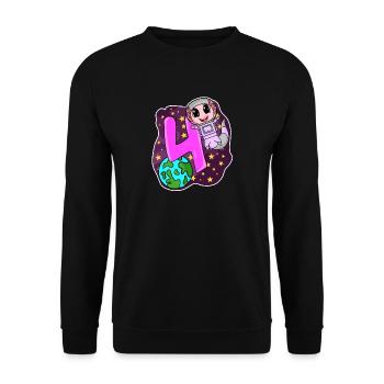 4th Birthday - 4 Years Astronaut Girl Gift - Unisex Sweatshirt - black - Front - Alina (178cm) & Michal (187cm)