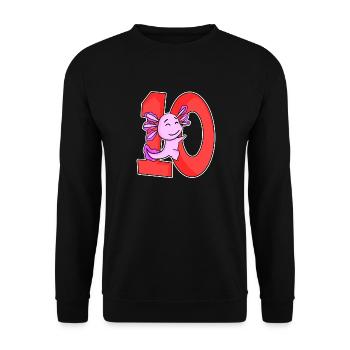 10 Jahre alt - 10. Geburtstag mit Tier Motiv - Unisex Pullover - Schwarz - Vorne - Alina (178cm) & Michal (187cm)