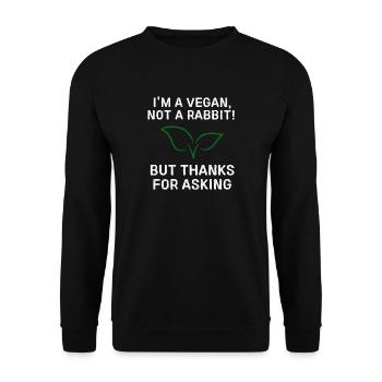 Vegan, kein Kaninchen-Tee - Unisex Pullover - Schwarz - Vorne - Alina (178cm) & Michal (187cm)