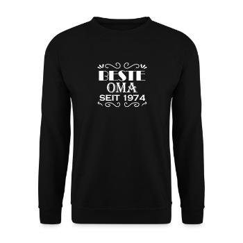 Beste Oma seit 1974 - Oma Geschenk - Unisex Pullover - Schwarz - Vorne - Alina (178cm) & Michal (187cm)