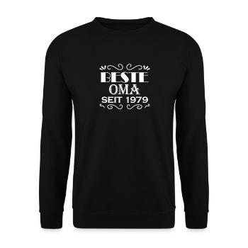 Beste Oma seit 1979 - Oma Geschenk - Unisex Pullover - Schwarz - Vorne - Alina (178cm) & Michal (187cm)