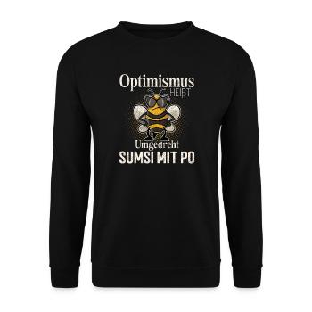Optimismus Heißt Umgedreht Sumsi Mit Po - Unisex Pullover - Schwarz - Vorne - Alina (178cm) & Michal (187cm)