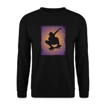 Skateboarding Skateboarder Silhouette - Unisex Pullover - Schwarz - Vorne - Alina (178cm) & Michal (187cm)