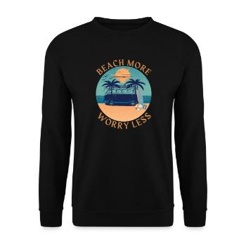 Beach More - Worry Less - Travel - Unisex Pullover - Schwarz - Vorne - Alina (178cm) & Michal (187cm)