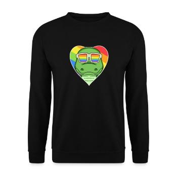 Regenbogen - Krokodil mit Brille - Unisex Pullover - Schwarz - Vorne - Alina (178cm) & Michal (187cm)