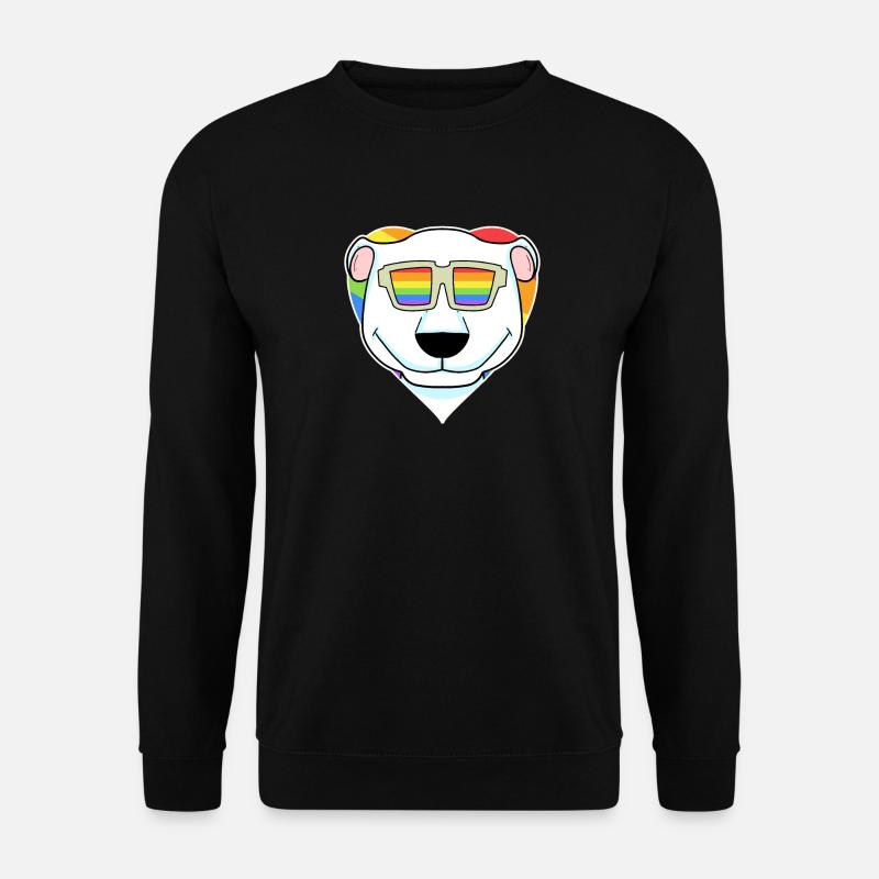 Regenbogen - Eisbär mit Brille - Unisex Pullover - Schwarz