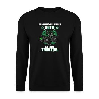 Traktor Trecker Landwirt Bauer Landwirtschaft  - Unisex Pullover - Schwarz - Vorne - Alina (178cm) & Michal (187cm)