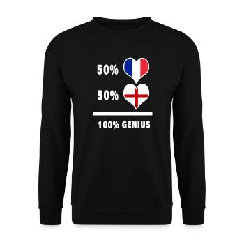 Angleterre et France Drapeaux 100% géniaux - Sweat-shirt Unisexe - noir - Devant - Alina (178cm) & Michal (187cm)