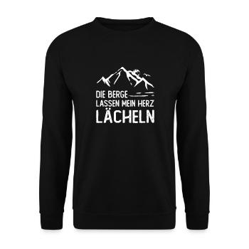 Die Berge lassen mein Herz lächeln - Unisex Pullover - Schwarz - Vorne - Alina (178cm) & Michal (187cm)