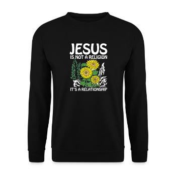 Jesus is not a religion it s a relationship - Unisex Pullover - Schwarz - Vorne - Alina (178cm) & Michal (187cm)