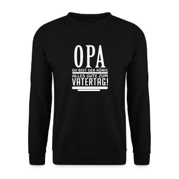 Opa Vatertag Großeltern Geschenk - Unisex Pullover - Schwarz - Vorne - Alina (178cm) & Michal (187cm)