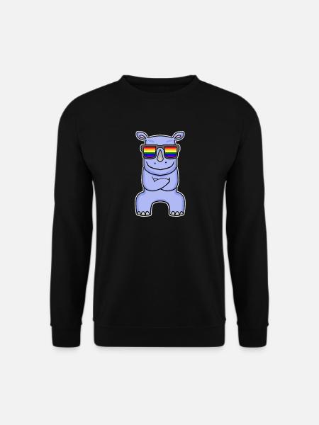 Rainbow - Rhinoceros with glasses - Unisex Sweatshirt - black