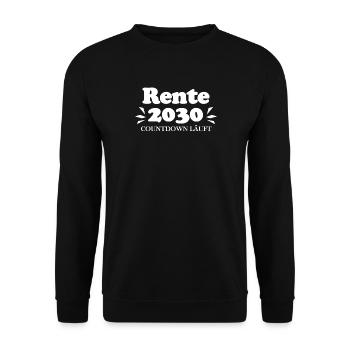 Rente 2030 Ruhestand Rentner Renteneintritt - Unisex Pullover - Schwarz - Vorne - Alina (178cm) & Michal (187cm)