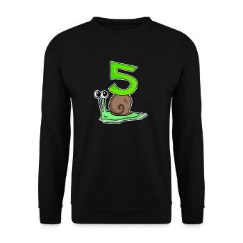 5 Jahre alt - 5. Geburtstag mit Tier Motiv - Unisex Pullover - Schwarz - Vorne - Alina (178cm) & Michal (187cm)