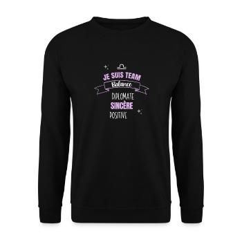 Team balance cadeau femme fille balance zodiaque - Sweat-shirt Unisexe - noir - Devant - Alina (178cm) & Michal (187cm)