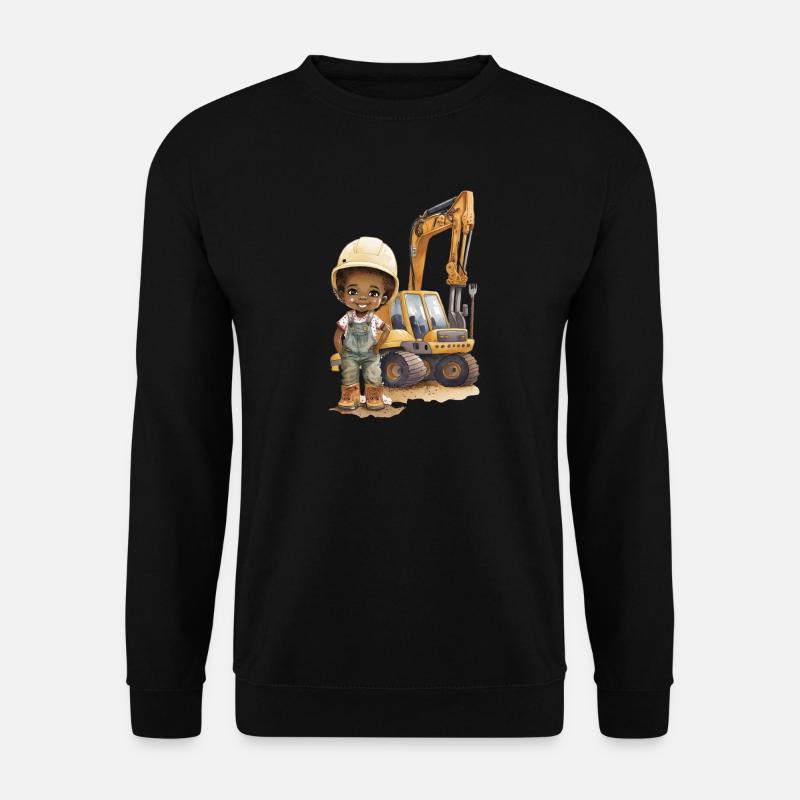 Bauarbeiter Kind mit Bagger - Unisex Pullover - Schwarz