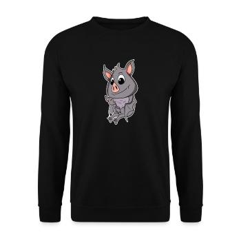 Famille de chauves-souris - Chauve-souris avec bébé - Sweat-shirt Unisexe - noir - Devant - Alina (178cm) & Michal (187cm)