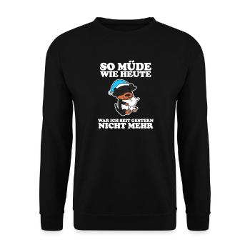 Müde Spruch lustig Schlafen Ausschlafen Faul - Unisex Pullover - Schwarz - Vorne - Alina (178cm) & Michal (187cm)