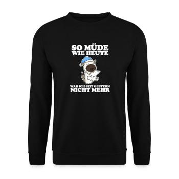 Müde Spruch lustig Schlafen Ausschlafen Faul - Unisex Pullover - Schwarz - Vorne - Alina (178cm) & Michal (187cm)