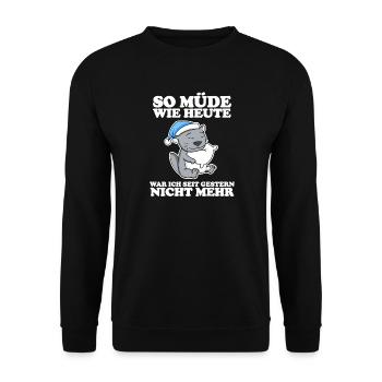 Müde Spruch lustig Schlafen Ausschlafen Faul - Unisex Pullover - Schwarz - Vorne - Alina (178cm) & Michal (187cm)