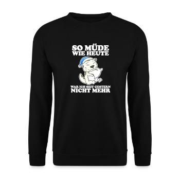 Müde Spruch lustig Schlafen Ausschlafen Faul - Unisex Pullover - Schwarz - Vorne - Alina (178cm) & Michal (187cm)