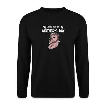 Muttertag - erster Muttertag Geschenk - Unisex Pullover - Schwarz - Vorne - Alina (178cm) & Michal (187cm)