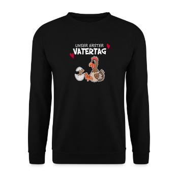 Vatertag - erster Vatertag Geschenk - Unisex Pullover - Schwarz - Vorne - Alina (178cm) & Michal (187cm)
