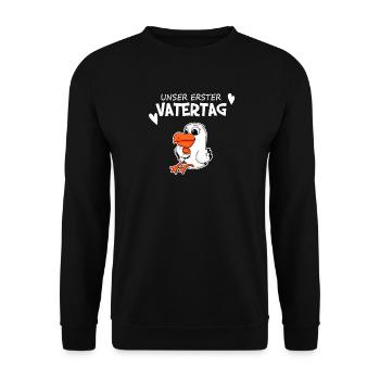 Vatertag - erster Vatertag Geschenk - Unisex Pullover - Schwarz - Vorne - Alina (178cm) & Michal (187cm)
