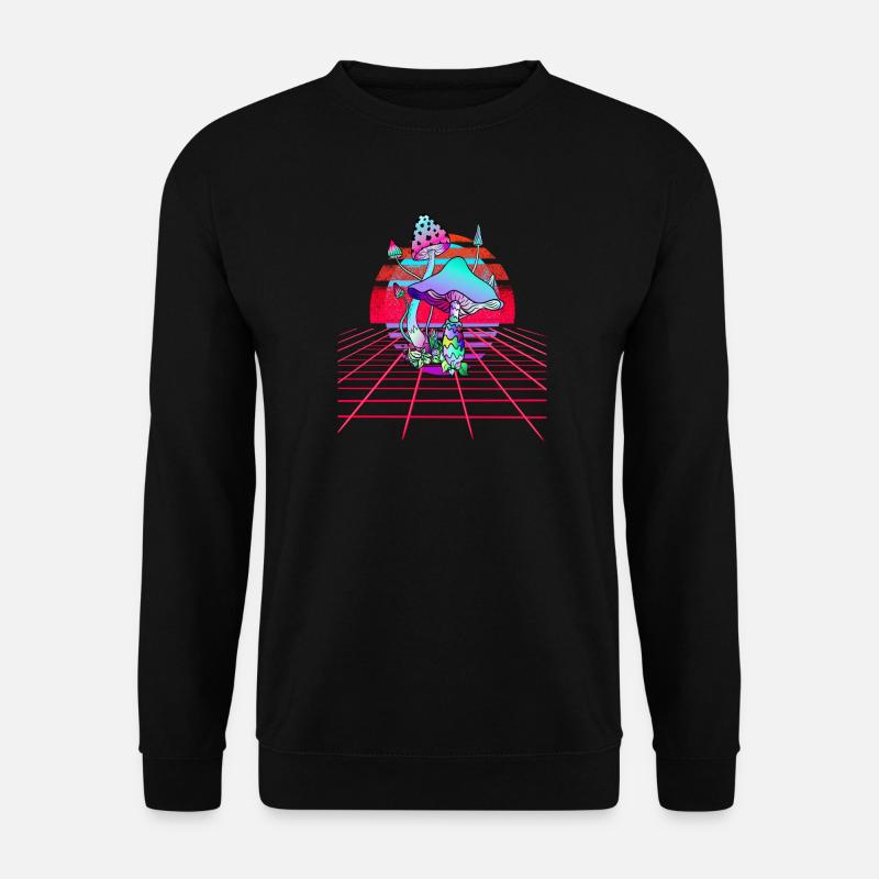 Psychedelic Mushrooms - Retro Wave Sunset - Unisex Sweatshirt - black