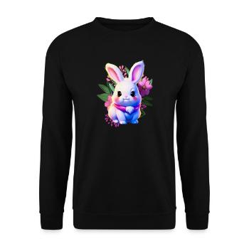 cute Easter Bunny Floral with Easter flowers - Unisex Sweatshirt - black - Front - Alina (178cm) & Michal (187cm)